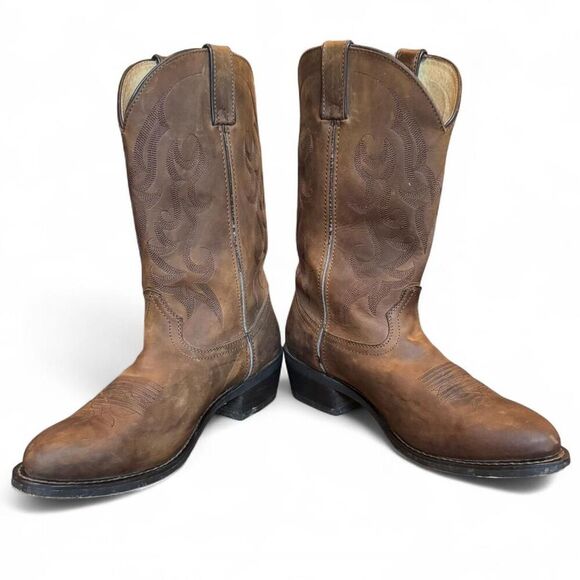 Durango Men’s 11EE Brown Leather Western Cowboy Boots 12” Pull On Wide main image 7